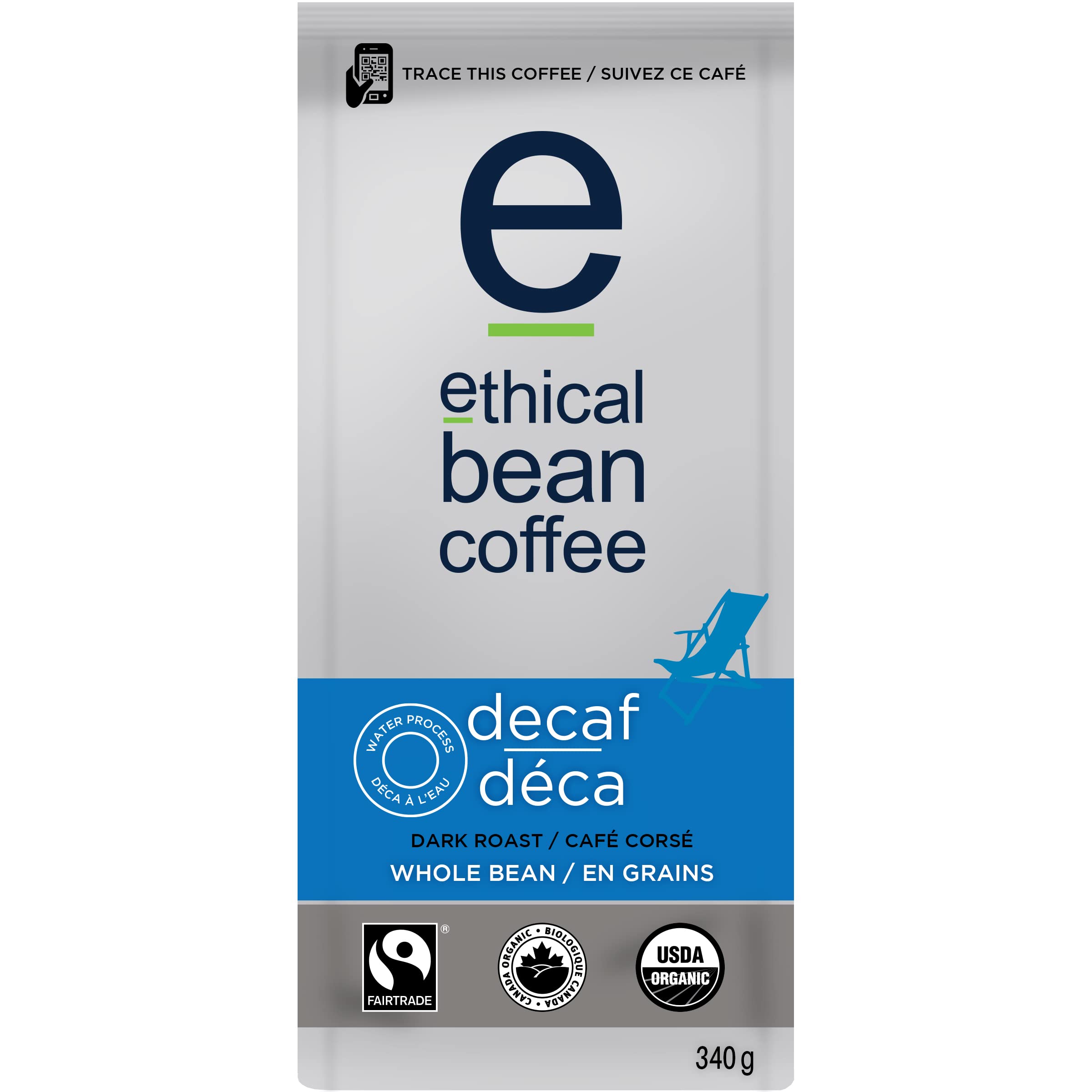 Ethical Bean Fairtrade Organic Coffee, Decaf Dark Roast, Whole Bean Coffee 🍁 All In One Marketplace Canada