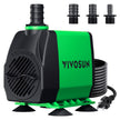 VIVOSUN 800GPH Submersible Pump(3000L/H, 24W), Ultra Quiet Water Pump with 10ft High Lift, Fountain Pump with 5ft Power Cord, 3 Nozzles for Fish Tank, Pond, Aquarium, Statuary, Hydroponics 🍁 All In One Marketplace Canada