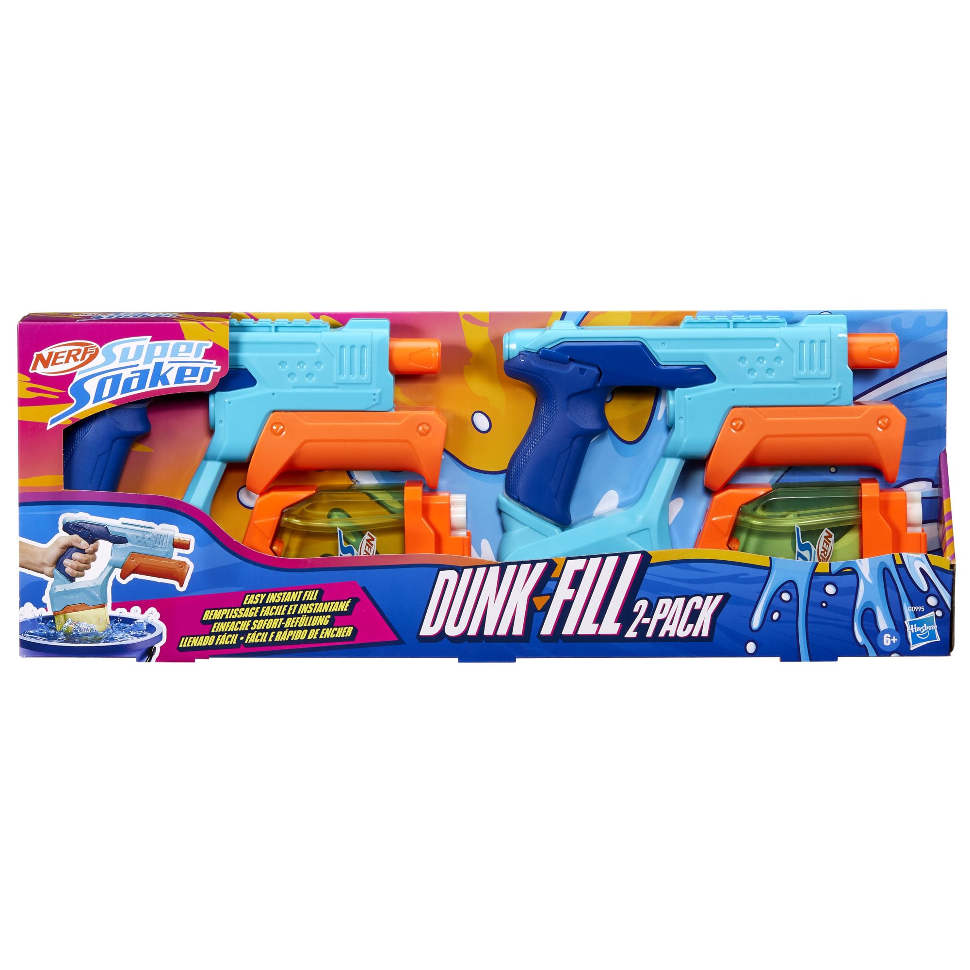 Nerf Super Soaker Dunk-Fill 2-Pack, 2 Water Blasters, Easy Instant Fill Tanks, Just Dunk & Go, 10.1 Fluid Ounce Tanks, Water Toys, Ages 6+ 🍁 All In One Marketplace Canada