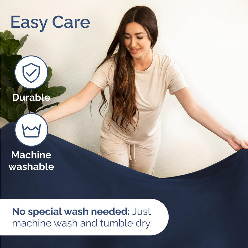 Full Size 4 Piece Sheet Set - Comfy Breathable & Cooling Sheets - Hotel Luxury Bed Sheets for Women & Men - Deep Pockets, Easy-Fit, Extra Soft & Wrinkle Free Sheets - Navy Blue Oeko-Tex Bed Sheet Set 🍁 All In One Marketplace Canada
