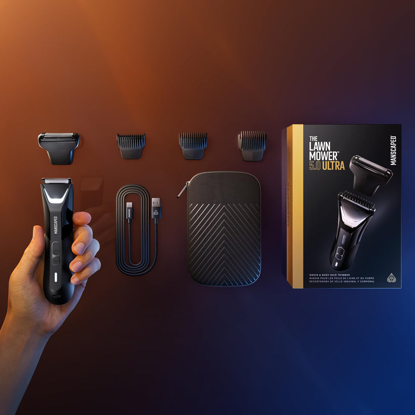 MANSCAPED® The Lawn Mower® 5.0 ULTRA Groin & Body Hair Trimmer – Dual-Head SkinSafe® Trimmer & Foil Blades, Waterproof Wet/Dry Groomer, USB-C Rechargeable with Travel Case, Men’s Ball Shaver, Black 🍁 All In One Marketplace Canada
