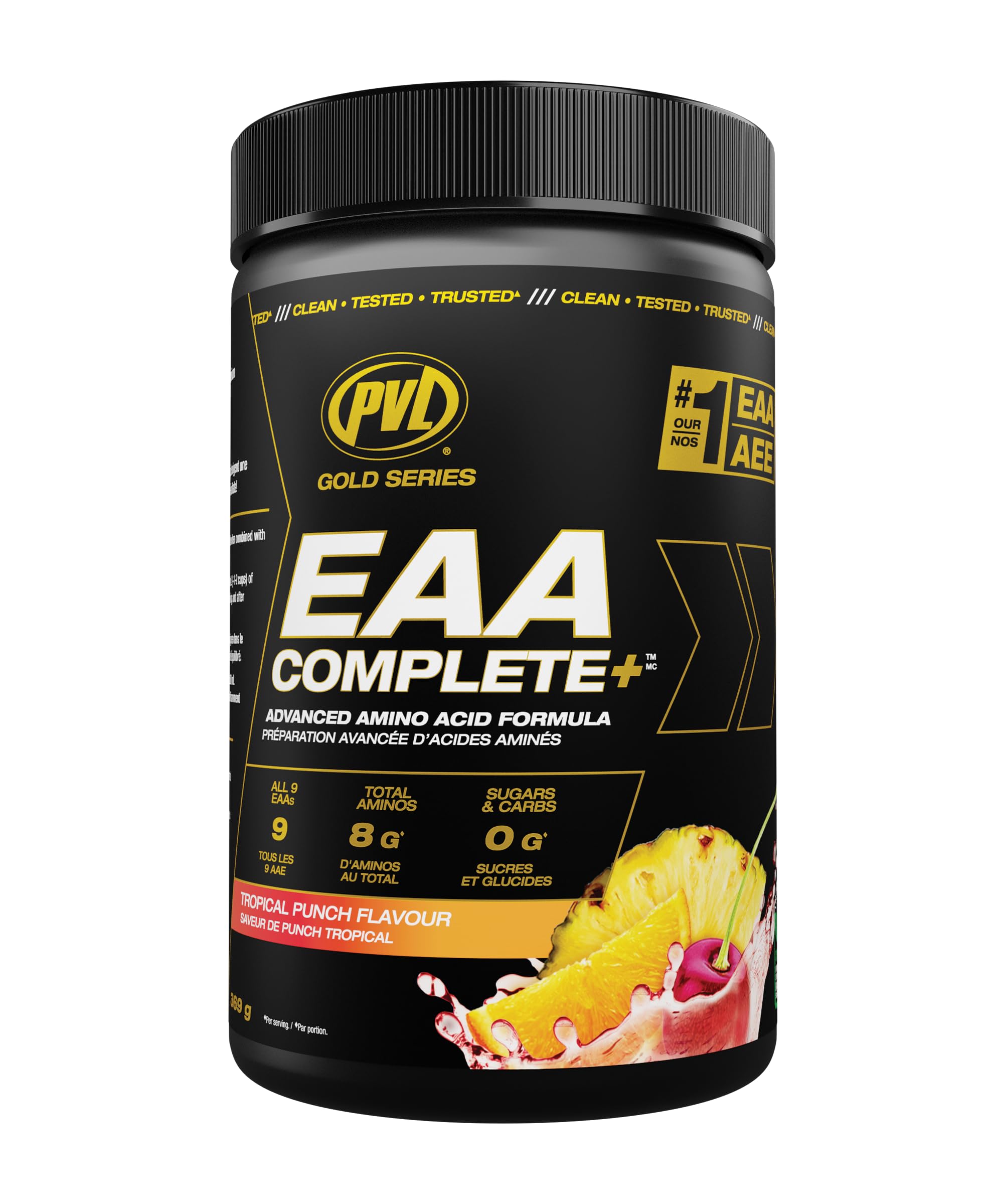 PVL EAA+BCAA COMPLETE – Essential Amino Acid Supplement with BCAAs, Electrolytes & B-Vitamins – Pre, Intra or Post Workout Powder – Keto & Vegan Friendly – Tropical Punch, 30 Servings 🍁 All In One Marketplace Canada