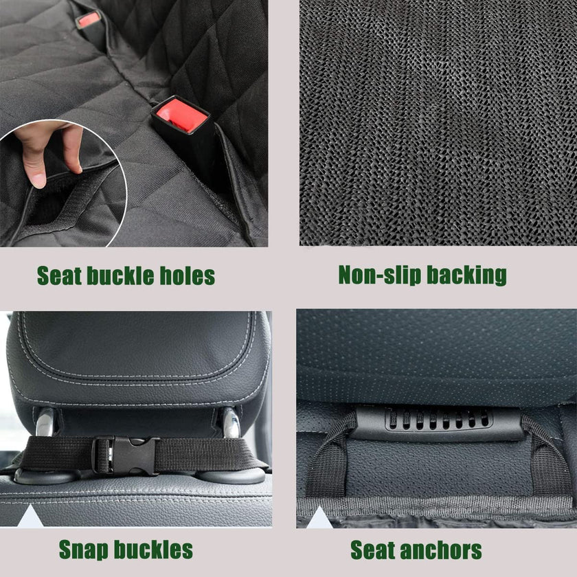 Portin Dog Car Seat Covers Pet Seat Cover, Waterproof Nonslip Bench Rear Seat Cover Compatible for Middle Seat Belt Fits Most Cars Trucks and SUVs MPVs (Black-Standard Size, 53in Wide) 🍁 All In One Marketplace Canada