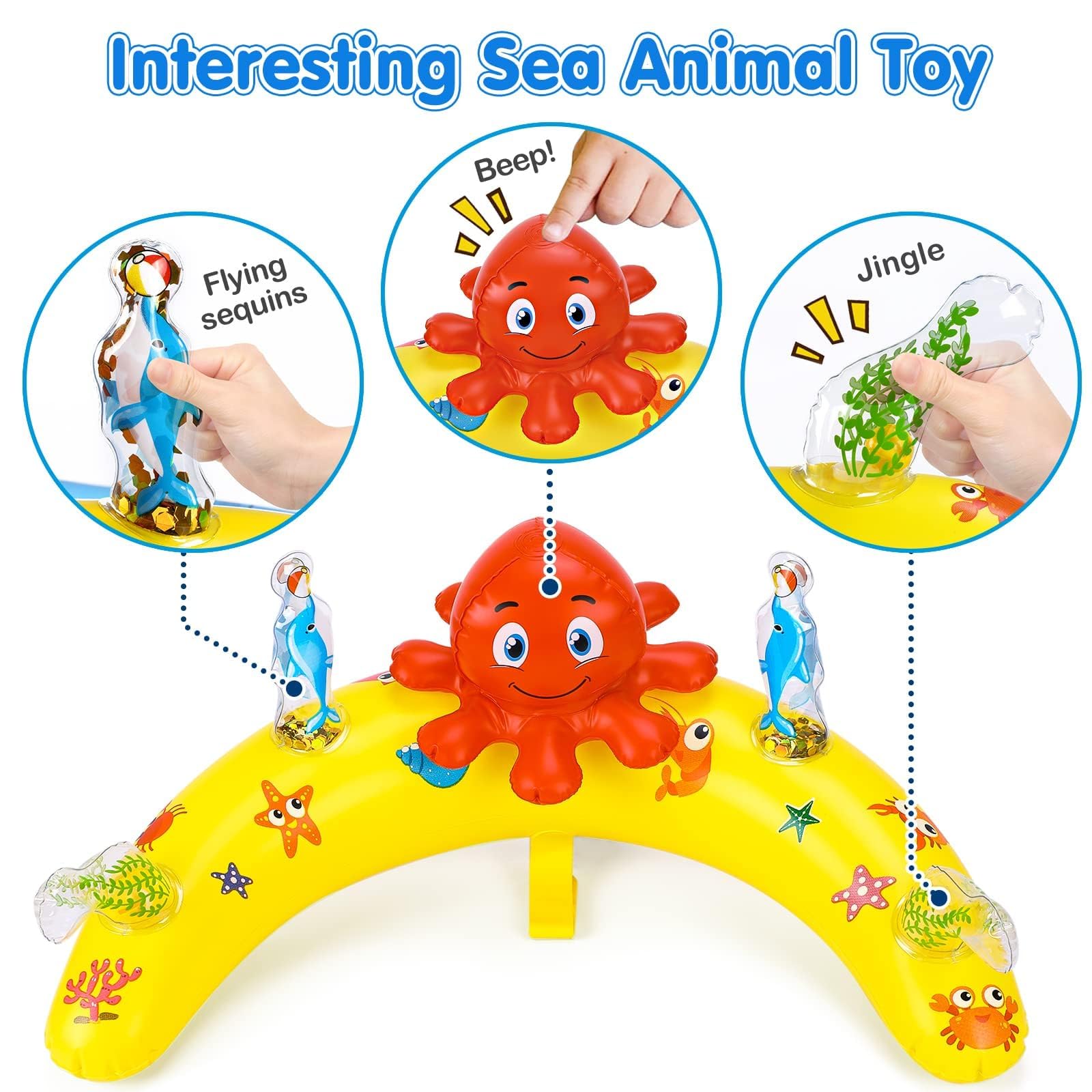 EZIGO Baby Pool Float with Canopy UPF50+ Sun Protection, Inflatable Kids Pool Float with Ocean Animal Toys for Babies 6-36 Months, Infant Swimming Float with Adjustable Safety Seat for Boys Girls 🍁 All In One Marketplace Canada