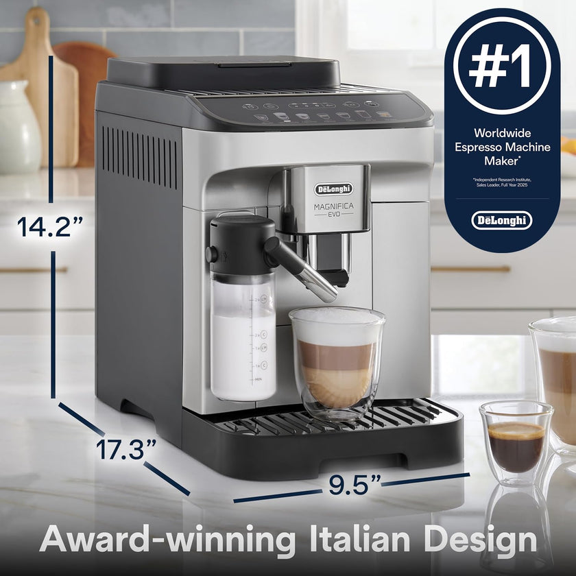 De'Longhi Magnifica Evo Automatic Espresso & Coffee Machine with Auto Milk Frother, Built-in Grinder & Auto-Clean Function - For Latte, Cappuccino, Americano, Iced Coffee, ECAM29084SB, Silver 🍁 All In One Marketplace Canada
