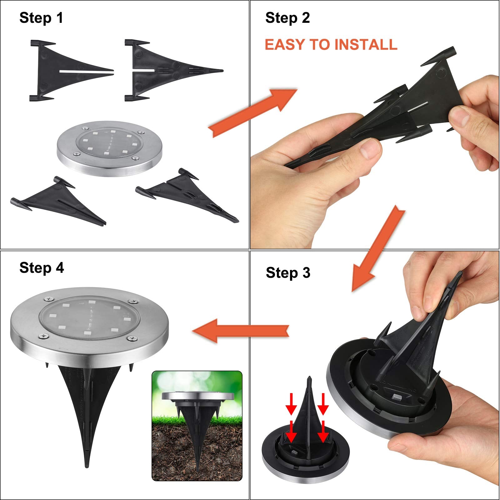 LYHOPE Solar Ground Lights Outdoor, 16 Pack 8 LED Solar Disk Lights Waterproof Garden In-ground Pathway Lights Landscape Lighting for Lawn,Yard,Deck,Patio,Walkway (White) 🍁 All In One Marketplace Canada