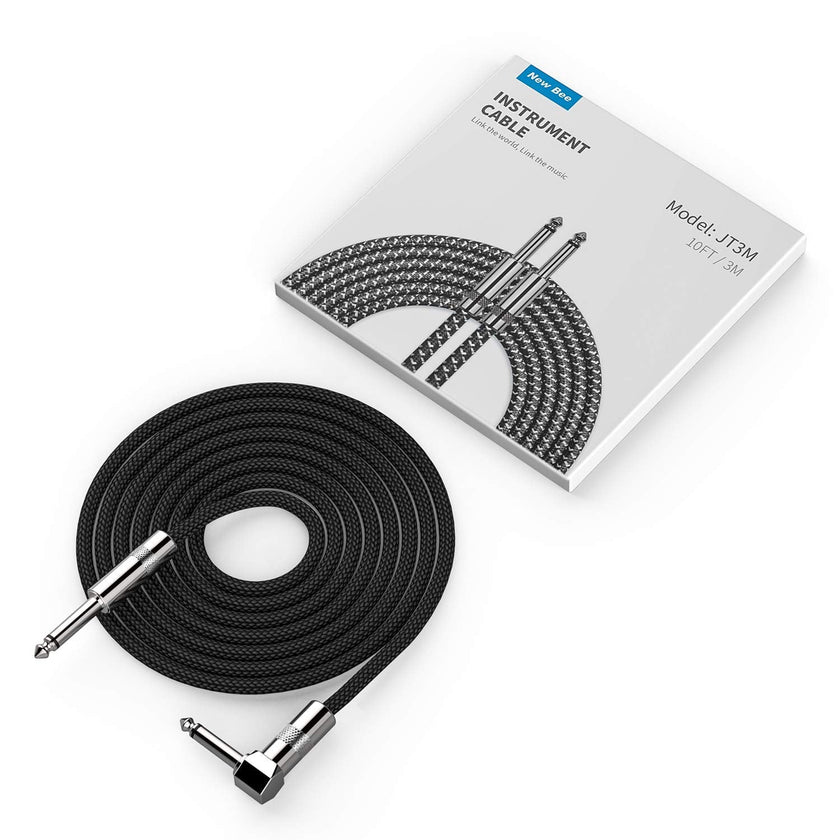 Guitar Cable 10ft New bee Electric Instrument Cable Bass AMP Cord for Electric Guitar, Bass Guitar, Electric Mandolin, Pro Audio (Right Angle to Straight, Black) 🍁 All In One Marketplace Canada