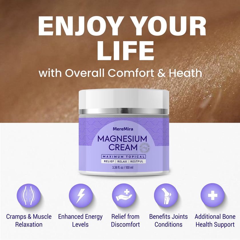 Magnesium Cream for Sleep & Muscle Relief: Topical Night Calming & Deep Relaxation - Restless Cramps Leg & Joint Care Lotion - Lavender 3.38 Fl. Oz. 🍁 All In One Marketplace Canada