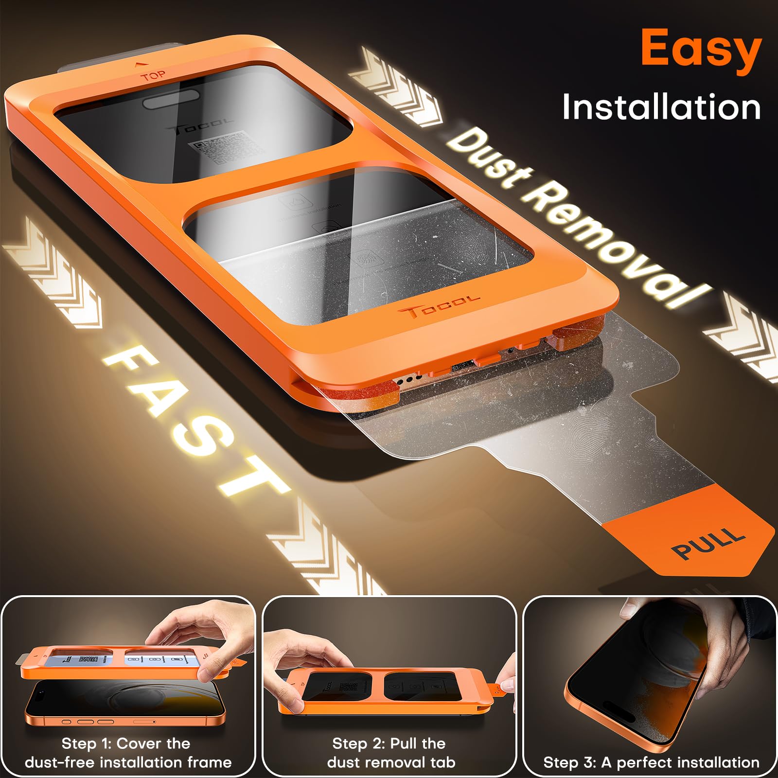 TOCOL 2 Pack for iPhone 17 Pro Max Privacy Screen Protector [True 25°Anti Spy] [Instant Installation], HD Tempered Glass Film+1 Dust Free Installation Tool [Military-Grade Protection] Shockproof 🍁 All In One Marketplace Canada