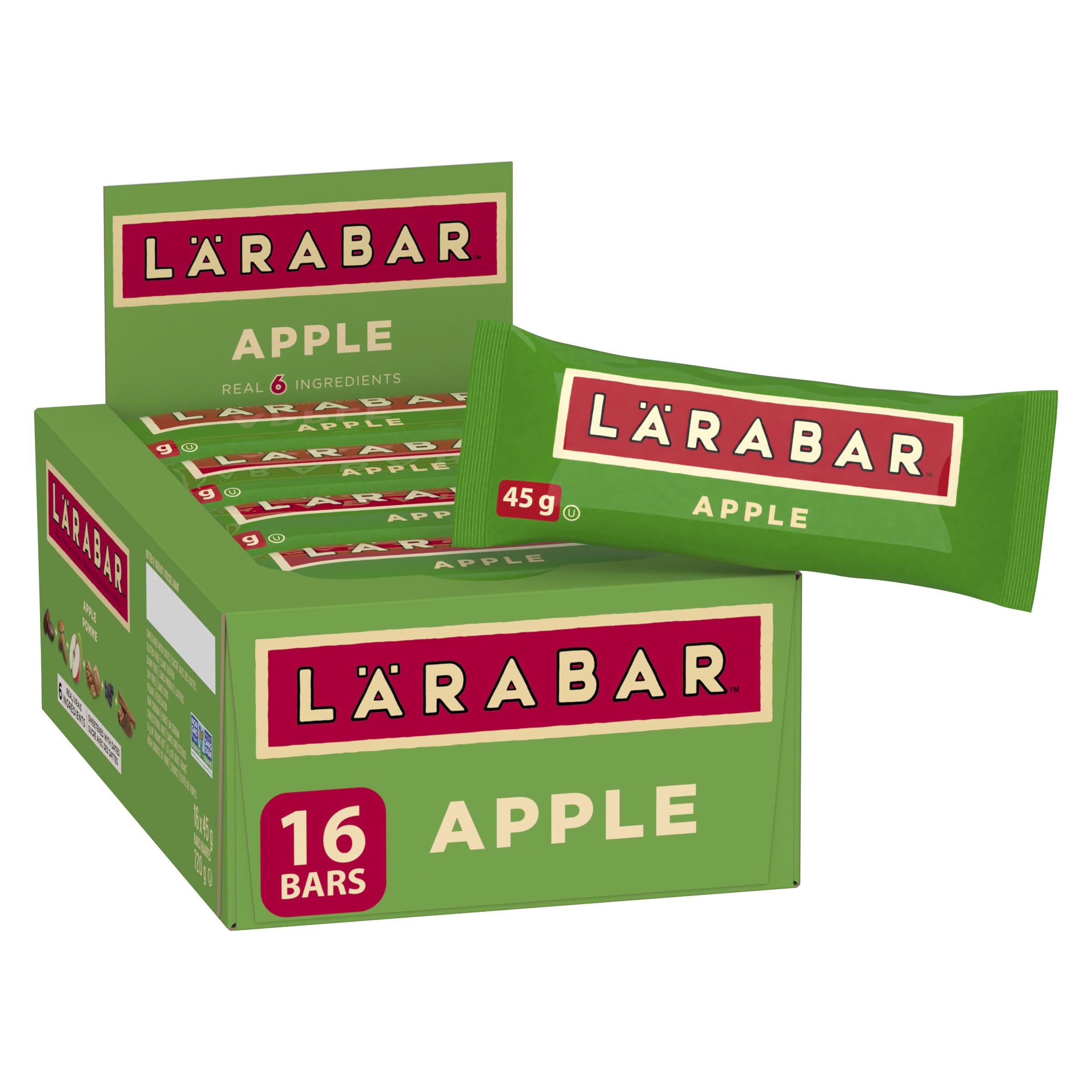 LÄRABAR Apple, Fruit and Nut Energy Bar, Pack of 16 Bars, Gluten Free, Vegan, Family Pack, Snack Bars, 720 Grams Package 🍁 All In One Marketplace Canada