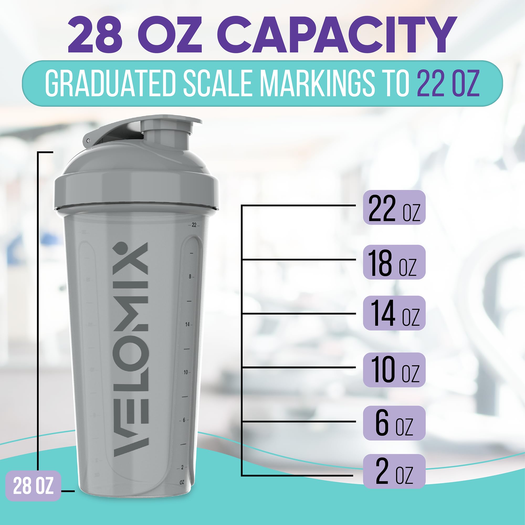 VELOMIX -4 PACK- 28 oz Protein Shaker Bottle for Protein Mixes - 4x Wire Whisk | Leak Proof Shaker Cups for Protein Shakes | Protein Shaker Bottle Pack | Protein Shake Cup(Silver Mix) 🍁 All In One Marketplace Canada