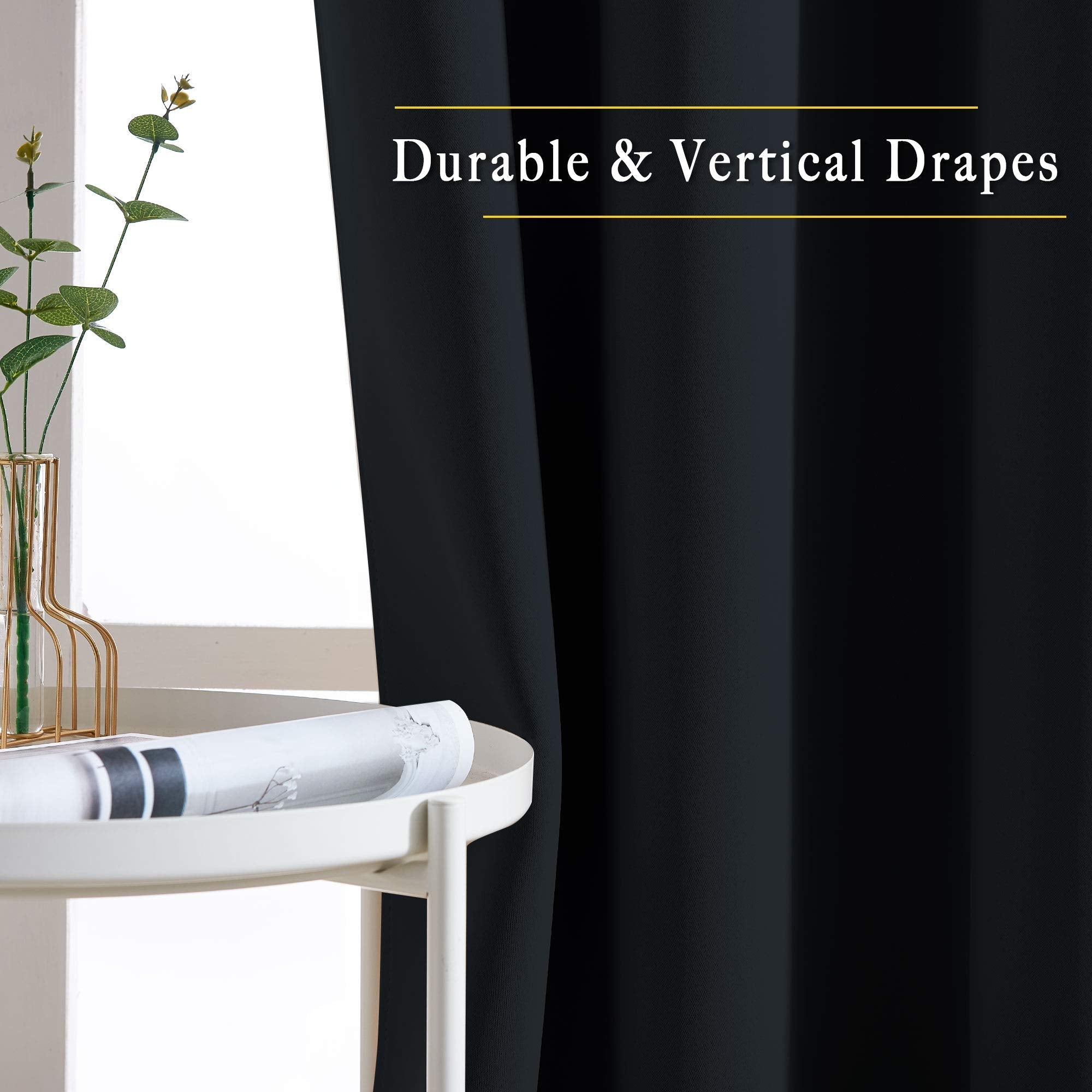 NICETOWN Blackout Curtains 2 Panels - Black Out Curtains 84 Inch Long,Insulated Curtains Room Darkening Grommet Curtains for Bedroom Living Room Windows (52 by 84 Inches,Black,Set of 2) 🍁 All In One Marketplace Canada