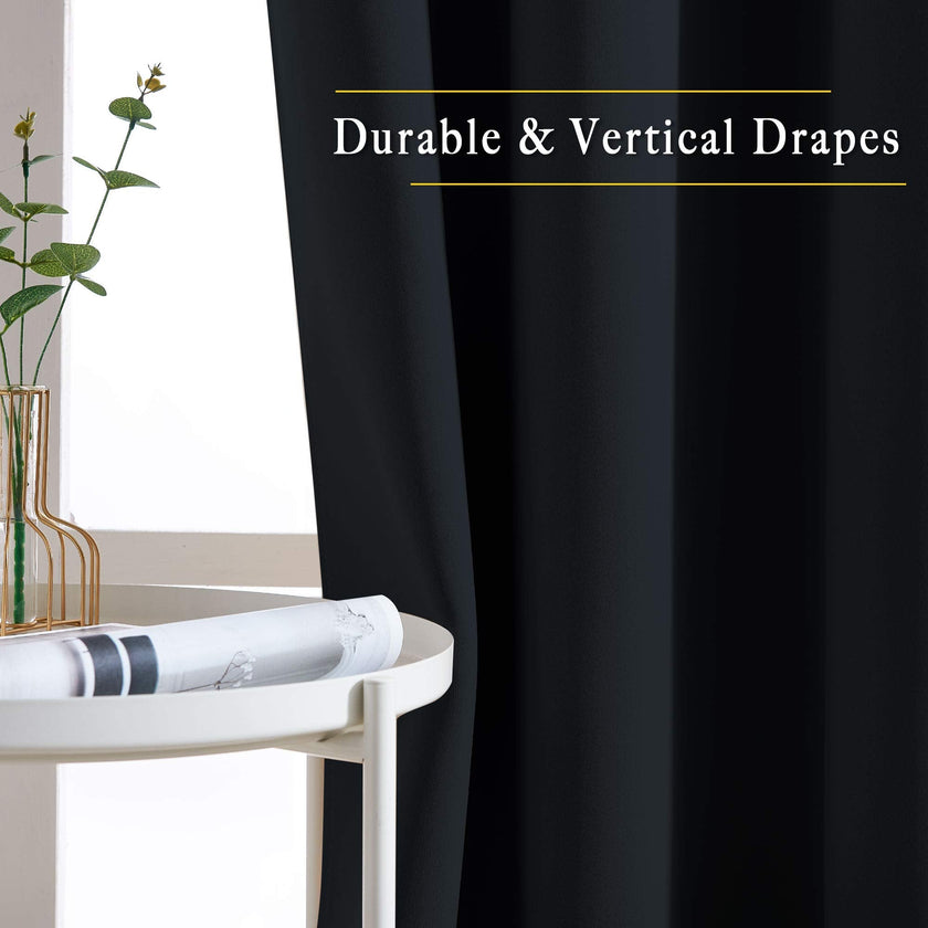 NICETOWN Blackout Curtains 2 Panels - Black Out Curtains 84 Inch Long,Insulated Curtains Room Darkening Grommet Curtains for Bedroom Living Room Windows (52 by 84 Inches,Black,Set of 2) 🍁 All In One Marketplace Canada