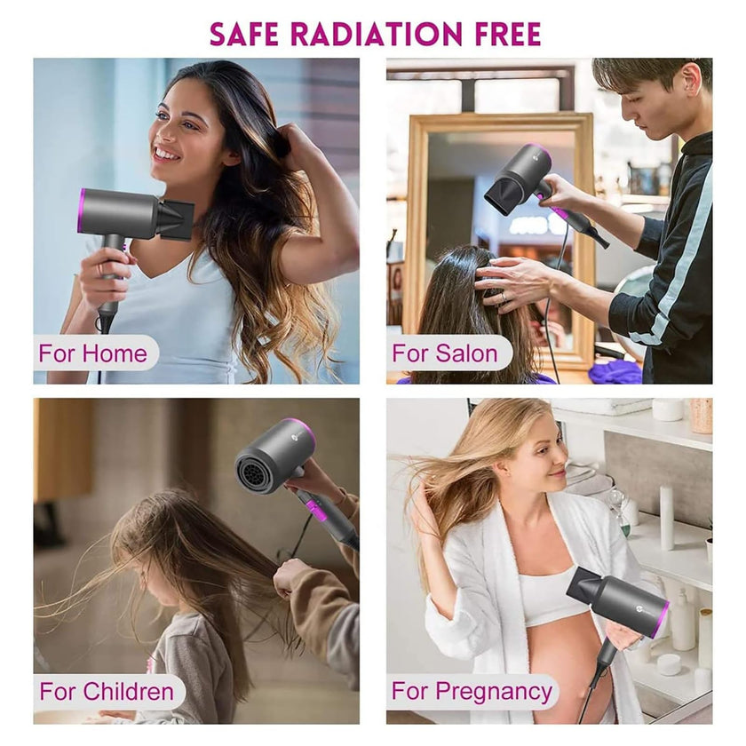 Slopehill Professional Ionic Hair Dryer, Powerful 1800W Fast Drying Low Noise Blow Dryer with 2 Concentrator Nozzle 1 Diffuser Attachments for Home Salon Travel (Grey) 🍁 All In One Marketplace Canada