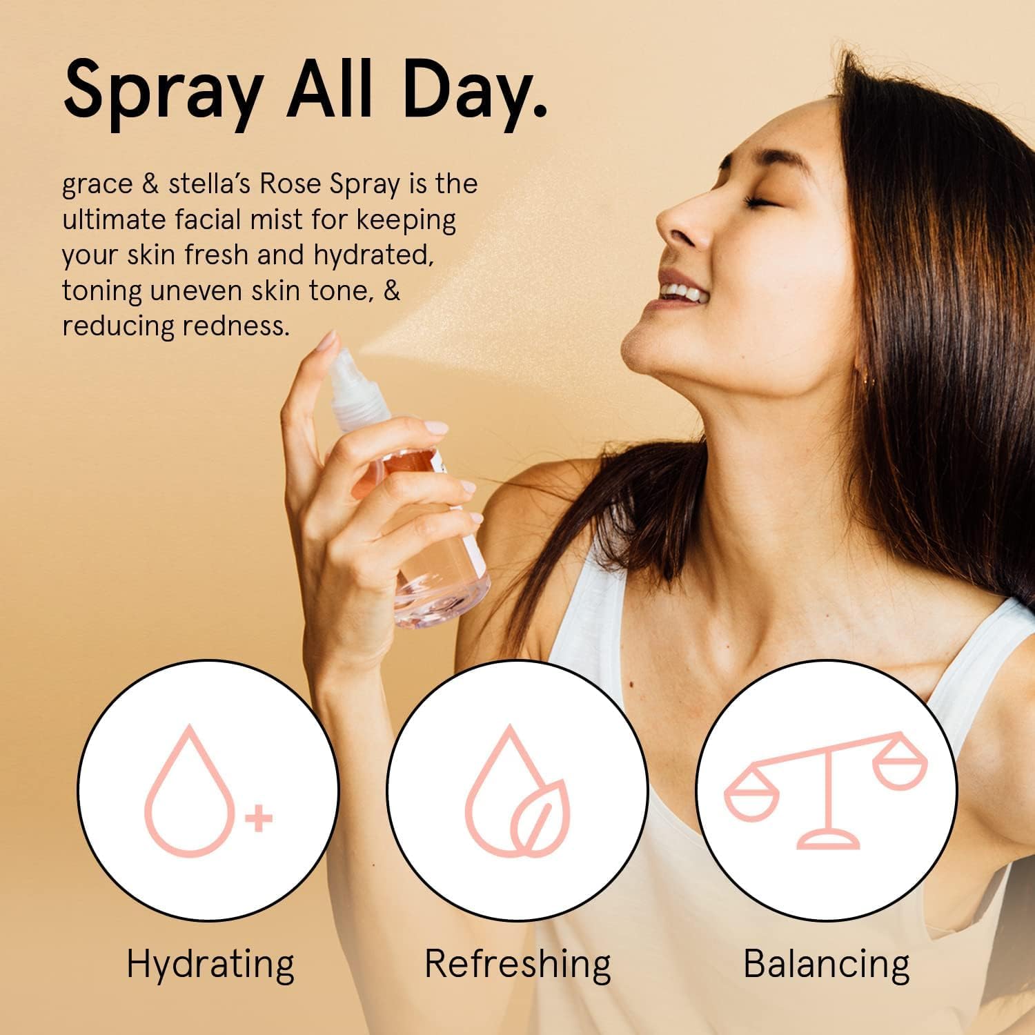 Grace and Stella Award Winning Rose Water Facial Spray (240ml) - Vegan - Rose Water Spray For Face - Rosewater Spray Toner Rose Hydrosol - Rose Spray Facial Mist - Rosewater Spray Toner Rose Hydrosol - Spray all Day 🍁 All In One Marketplace Canada
