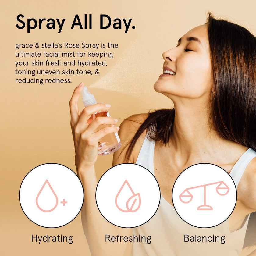 Grace and Stella Award Winning Rose Water Facial Spray (240ml) - Vegan - Rose Water Spray For Face - Rosewater Spray Toner Rose Hydrosol - Rose Spray Facial Mist - Rosewater Spray Toner Rose Hydrosol - Spray all Day 🍁 All In One Marketplace Canada