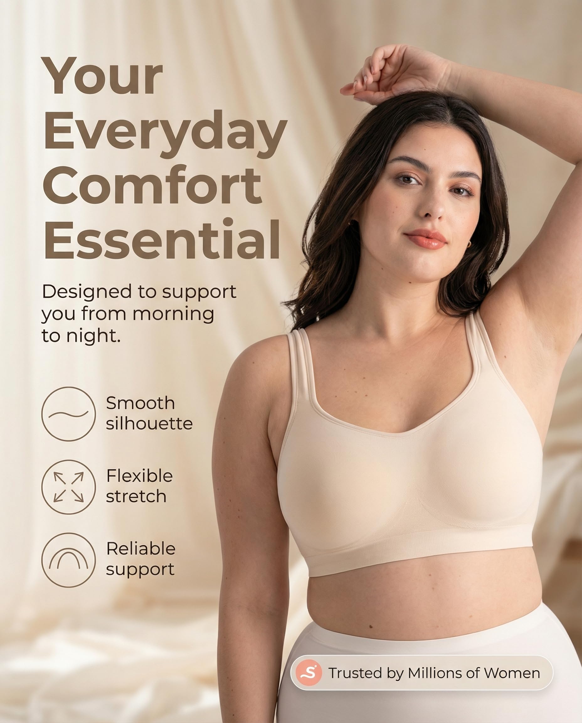 SHAPERMINT Wireless Bras for Women - Full Support Seamless Bralette, Compression Sports Bra, Plus Size Minimizer Bras, Padded Wirefree Bra for Women Nude 🍁 All In One Marketplace Canada