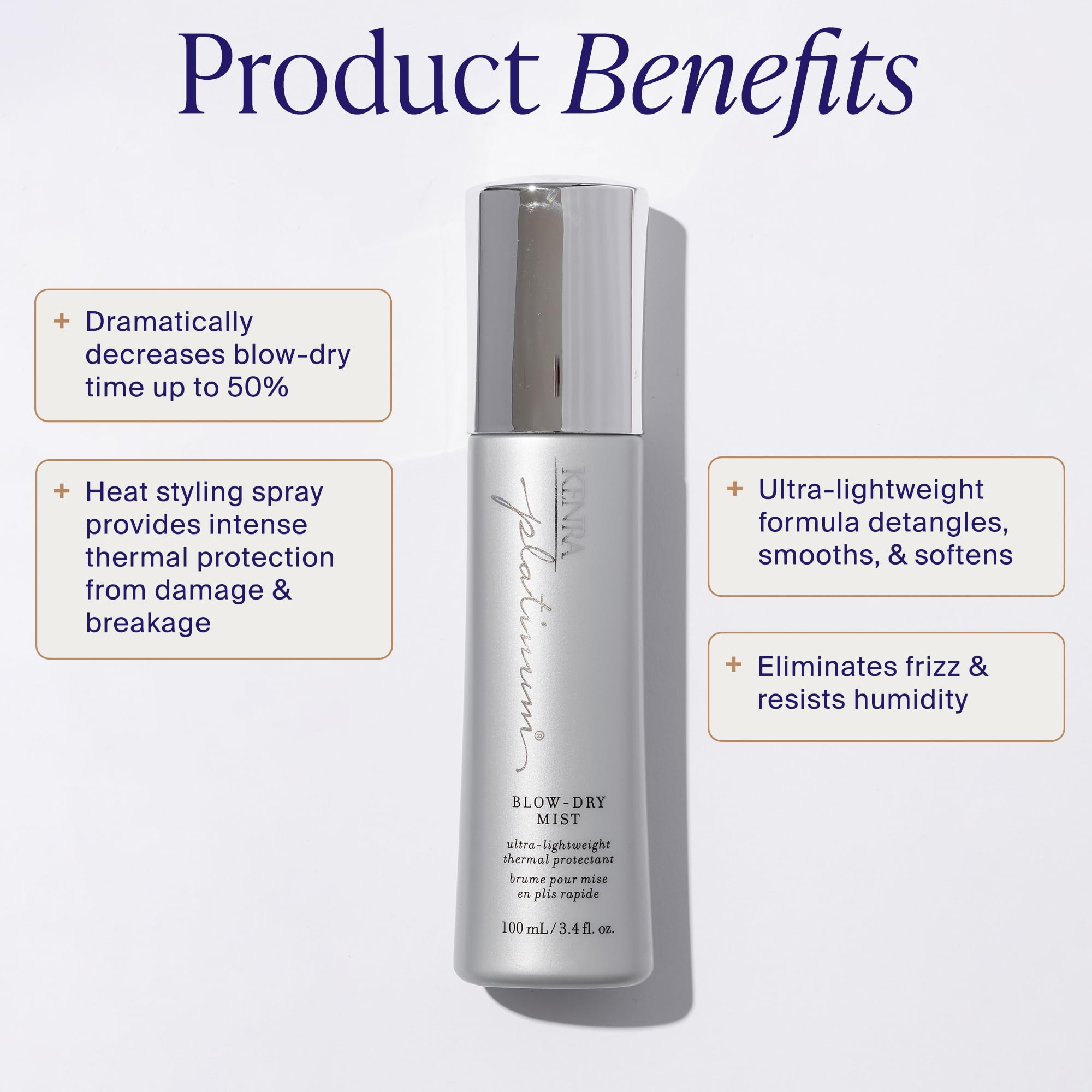 Kenra Platinum Blow-Dry Mist | Ultra Lightweight Thermal Heat Protectant | Reduces Dry Time & Frizz | Fine to Medium Hair | 100 mL 🍁 All In One Marketplace Canada