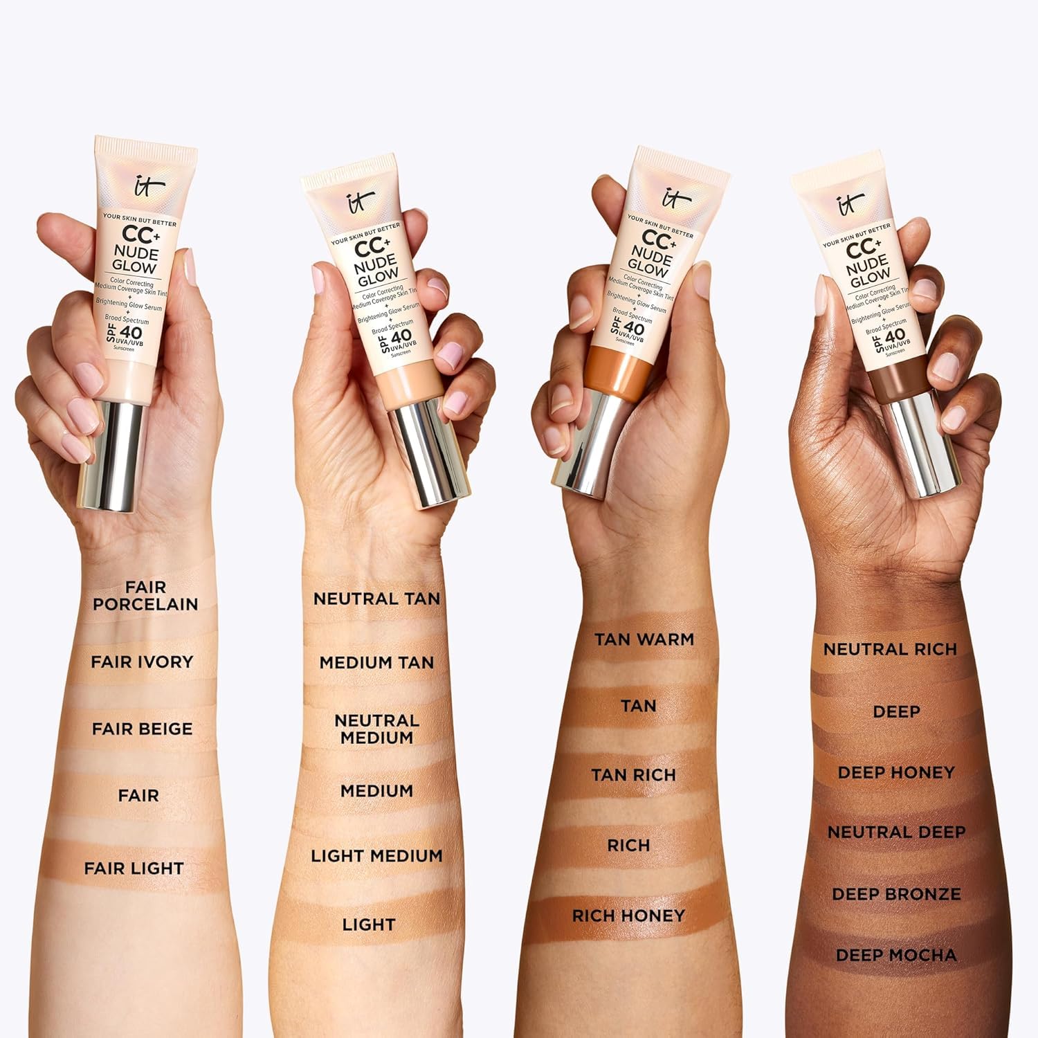IT Cosmetics CC+ Nude Glow Lightweight Foundation + Glow Serum with SPF 40 - With Niacinamide, Hyaluronic Acid & Green Tea Extract - Light - 1.08 fl oz 🍁 All In One Marketplace Canada