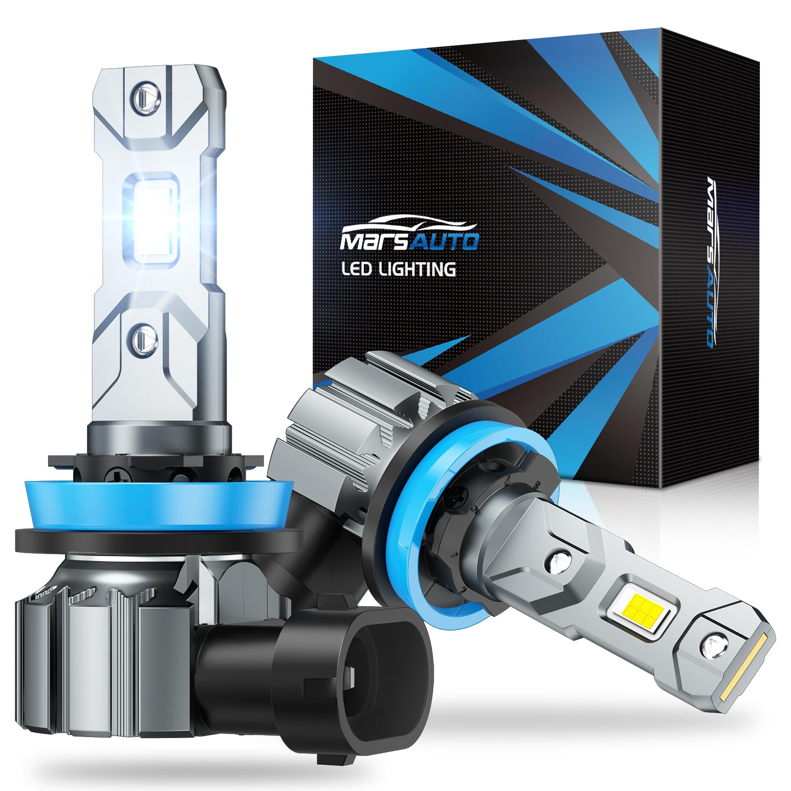 Marsauto H11 H9 H8 LED Headlight Bulbs, 900% Super Bright, Real 1:1 Design LED Bulbs, 6000K Cool White Halogen Replacement, 3 Mins Plug and Play, IP68, Pack of 2 🍁 All In One Marketplace Canada