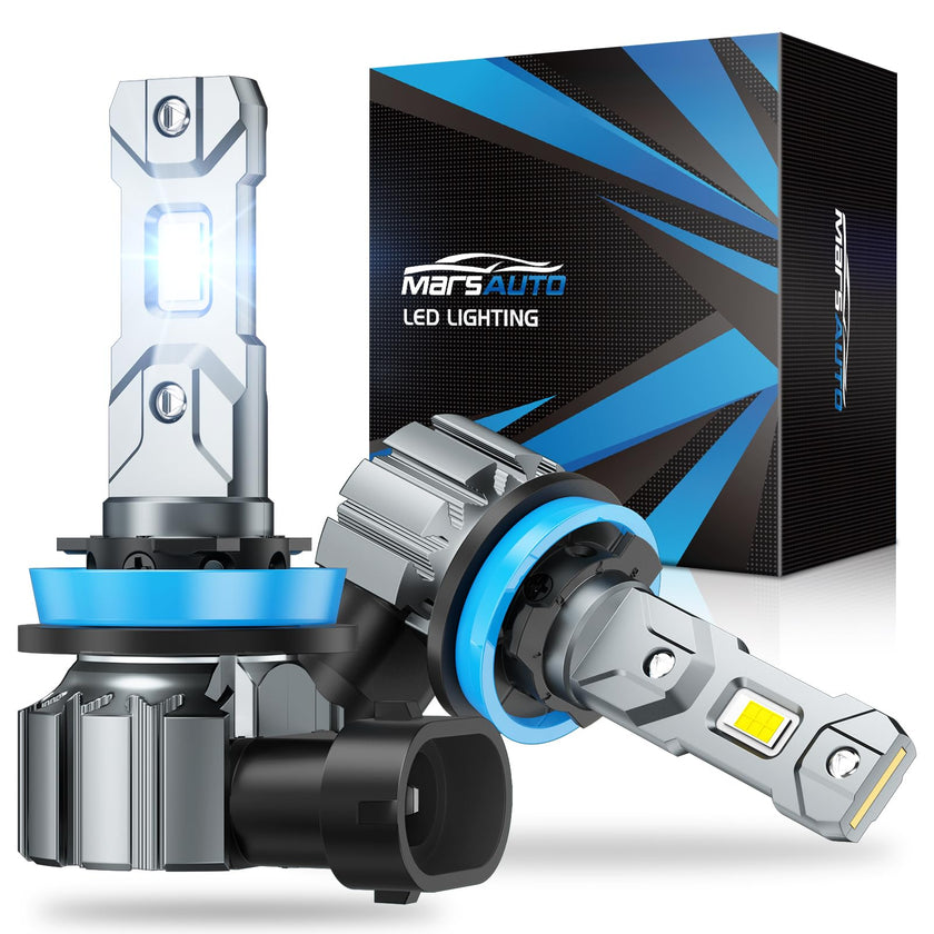 Marsauto H11 H9 H8 LED Headlight Bulbs, 900% Super Bright, Real 1:1 Design LED Bulbs, 6000K Cool White Halogen Replacement, 3 Mins Plug and Play, IP68, Pack of 2 🍁 All In One Marketplace Canada