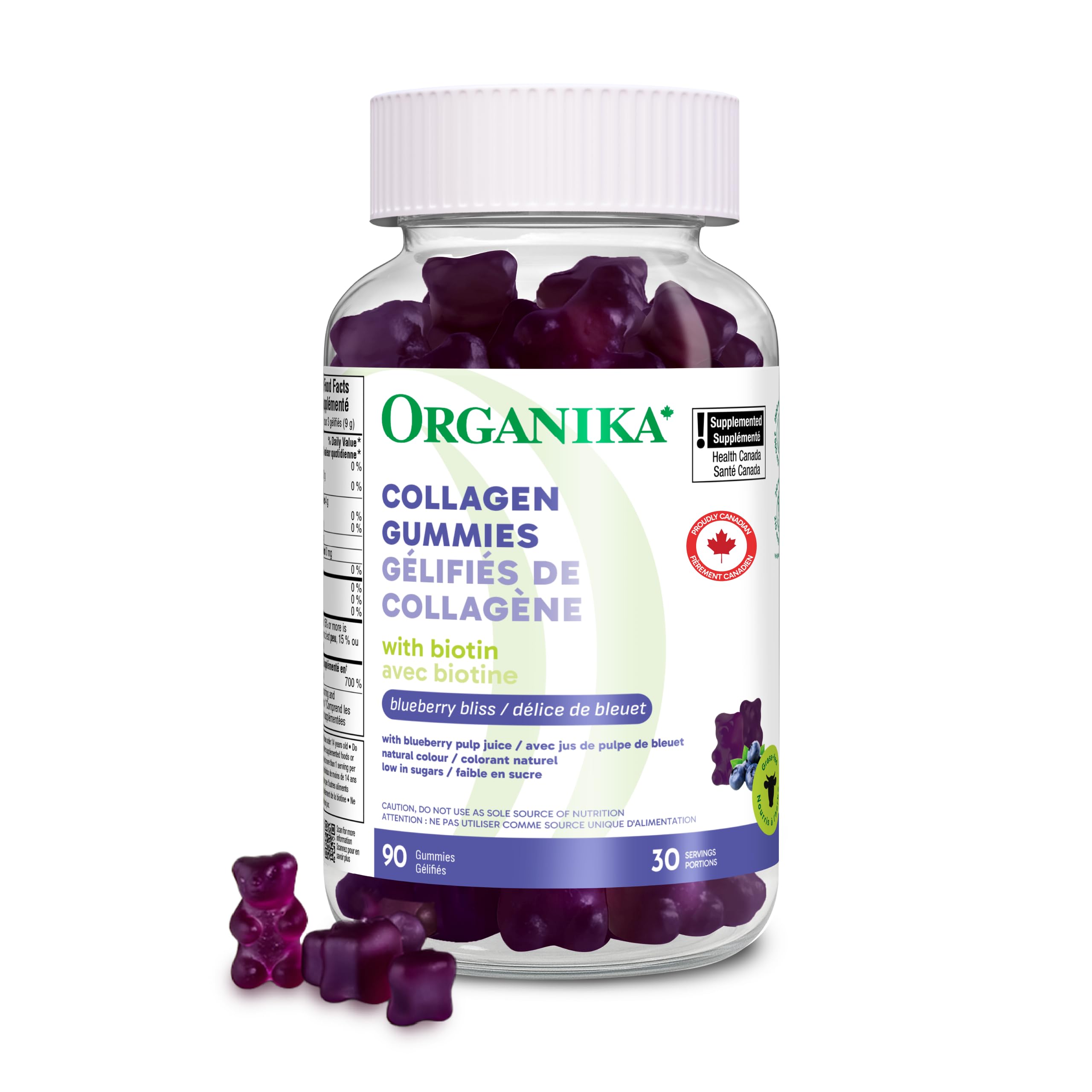 Organika Collagen Gummies with Biotin – 2500 mg Collagen Peptides Per Serving for Skin, Hair and Joint Health – Blueberry Bliss Flavour, Easy to Take – 90 Gummies 🍁 All In One Marketplace Canada