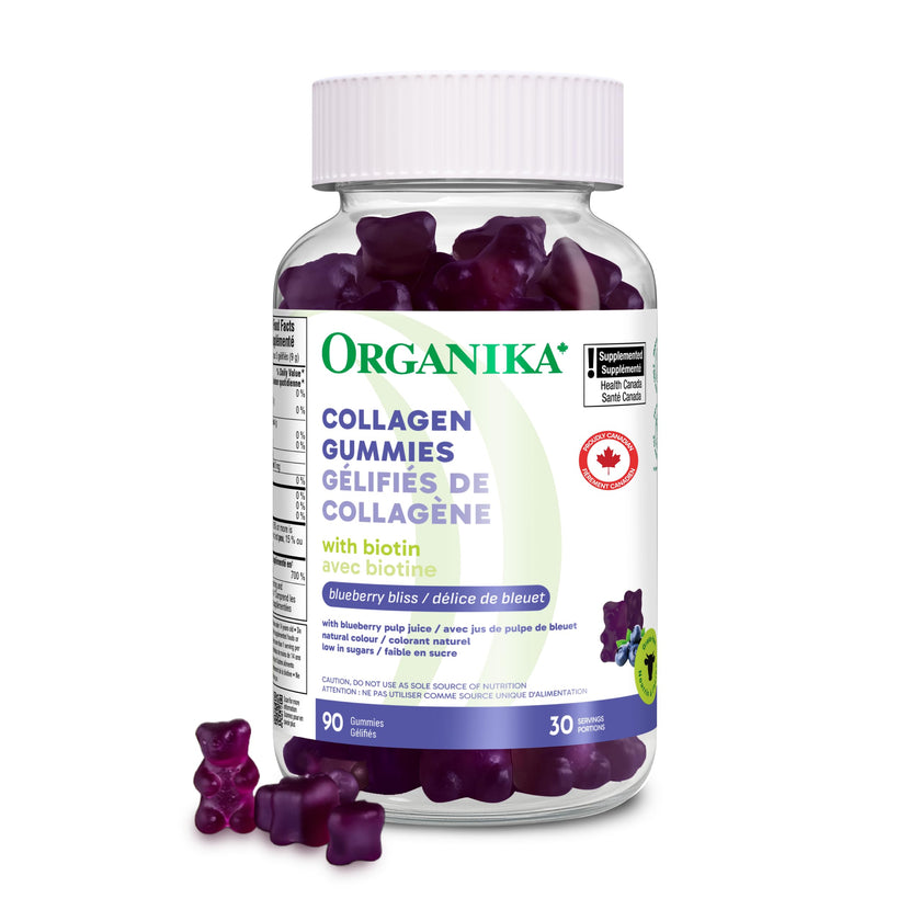 Organika Collagen Gummies with Biotin – 2500 mg Collagen Peptides Per Serving for Skin, Hair and Joint Health – Blueberry Bliss Flavour, Easy to Take – 90 Gummies 🍁 All In One Marketplace Canada