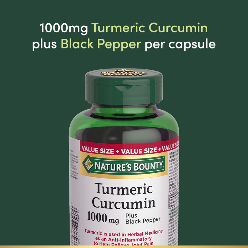 NATURE'S BOUNTY Turmeric Curcumin Plus Black Pepper, 1000 mg, Anti-inflammatory, Capsules, 108.9 g 🍁 All In One Marketplace Canada