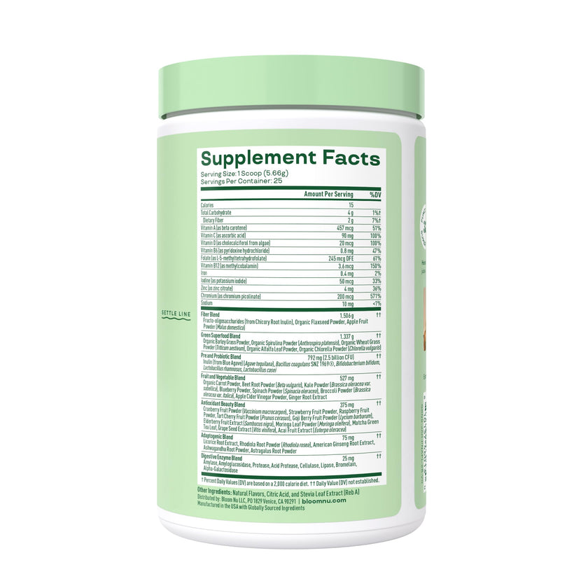 Bloom Nutrition Superfood Greens Powder, Digestive Enzymes with Probiotics and Prebiotics, Gut Health, Bloating Relief for Women, Chlorella, Green Juice Mix with Beet Root Powder, 25 SVG, Mango 🍁 All In One Marketplace Canada
