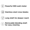 Chefman Immersion Blender, 300W Hand Blender with Stainless Steel Blades, Powerful Electric Ice Crushing 2-speed Control Handheld Food Mixer, Purées, Smoothies, Shakes, Sauces & Soups, Black 🍁 All In One Marketplace Canada