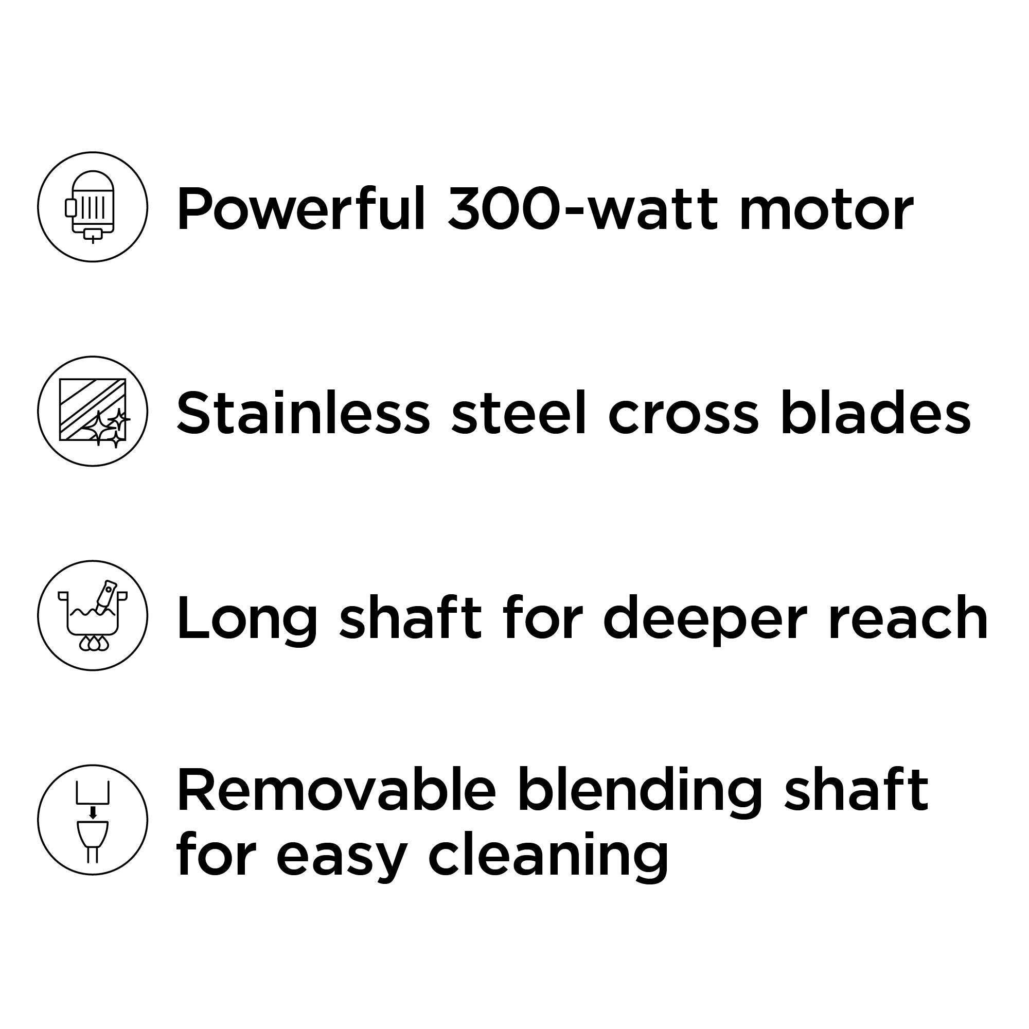 Chefman Immersion Blender, 300W Hand Blender with Stainless Steel Blades, Powerful Electric Ice Crushing 2-speed Control Handheld Food Mixer, Purées, Smoothies, Shakes, Sauces & Soups, Black 🍁 All In One Marketplace Canada