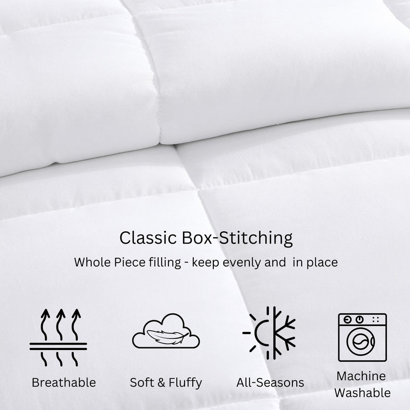 Comforter Twin Size Goose Down Alternative Microfiber Quilted Solid Comforter/Duvet Insert - Ultra Soft Hypoallergenic Bedding - Medium Warmth for All Seasons Twin Comforter - White 🍁 All In One Marketplace Canada