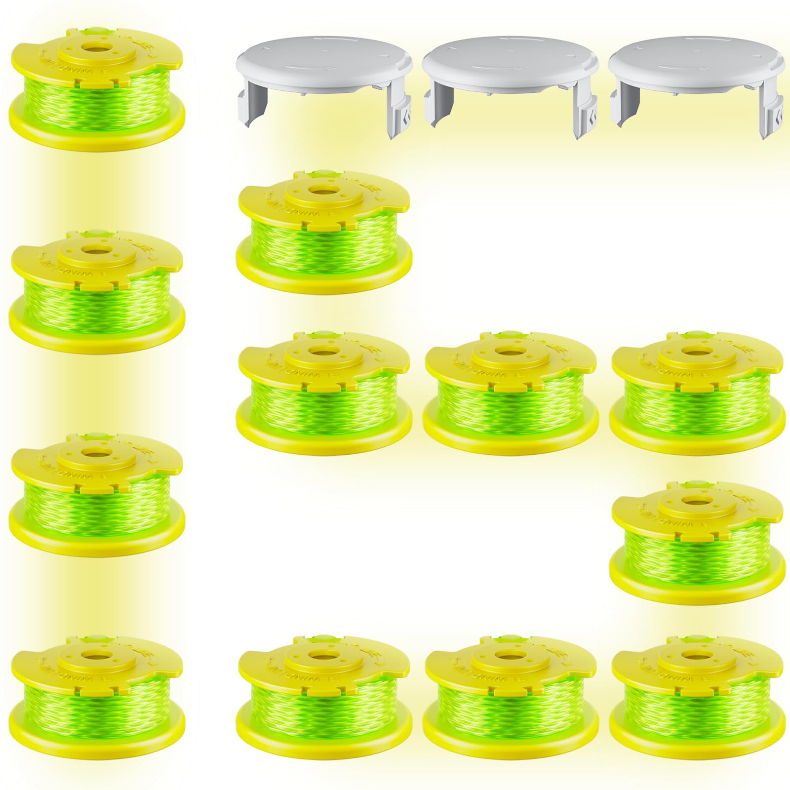 15 Pcs AC80RL3 Replacement Trimmer String for Ryobi One Plus+,0.080 lnch Diameter String Trimmer Refll and AC14HCA Cover Cap Compatible with Ryobi 18v,24v,and 40v Cordless Trimmers(12 Spools+3 Caps) 🍁 All In One Marketplace Canada