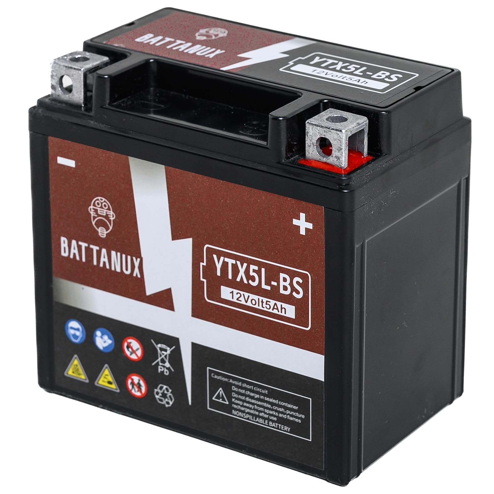 Battanux YTX5L-BS 12V5Ah SLA/AGM Motorcycle Battery - Maintenance Free, No Tool Installation, Advanced Tech, Environmental | Fits ATV/UTV/Snowmobile/Motorbike 🍁 All In One Marketplace Canada
