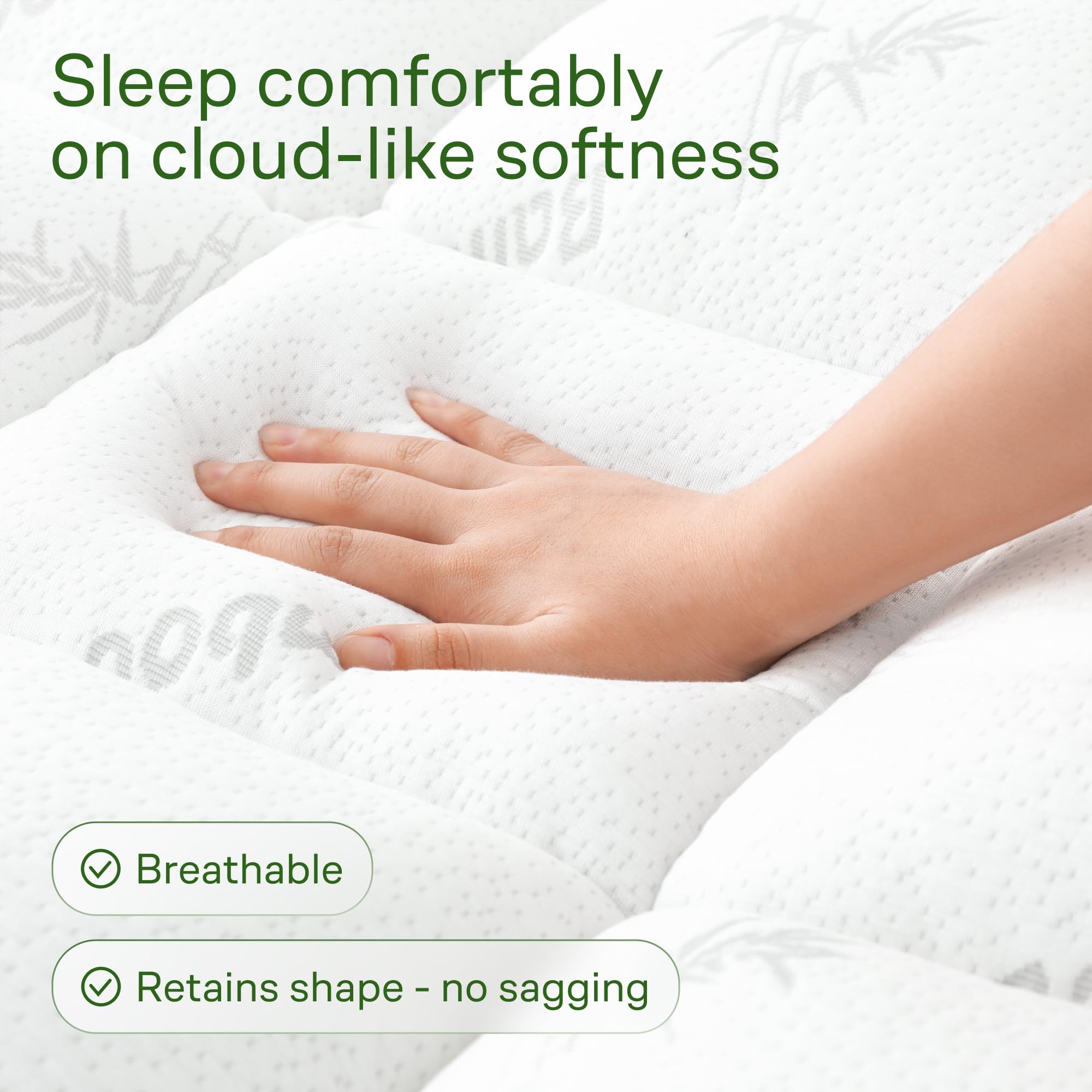 Bamboo Mattress Topper Twin Size - Thick Cooling Breathable Pillow Top Mattress Pad for Back Pain Relief - Deep Pocket Topper Fits 8-20 Inches (39x75 Inches, White) 🍁 All In One Marketplace Canada
