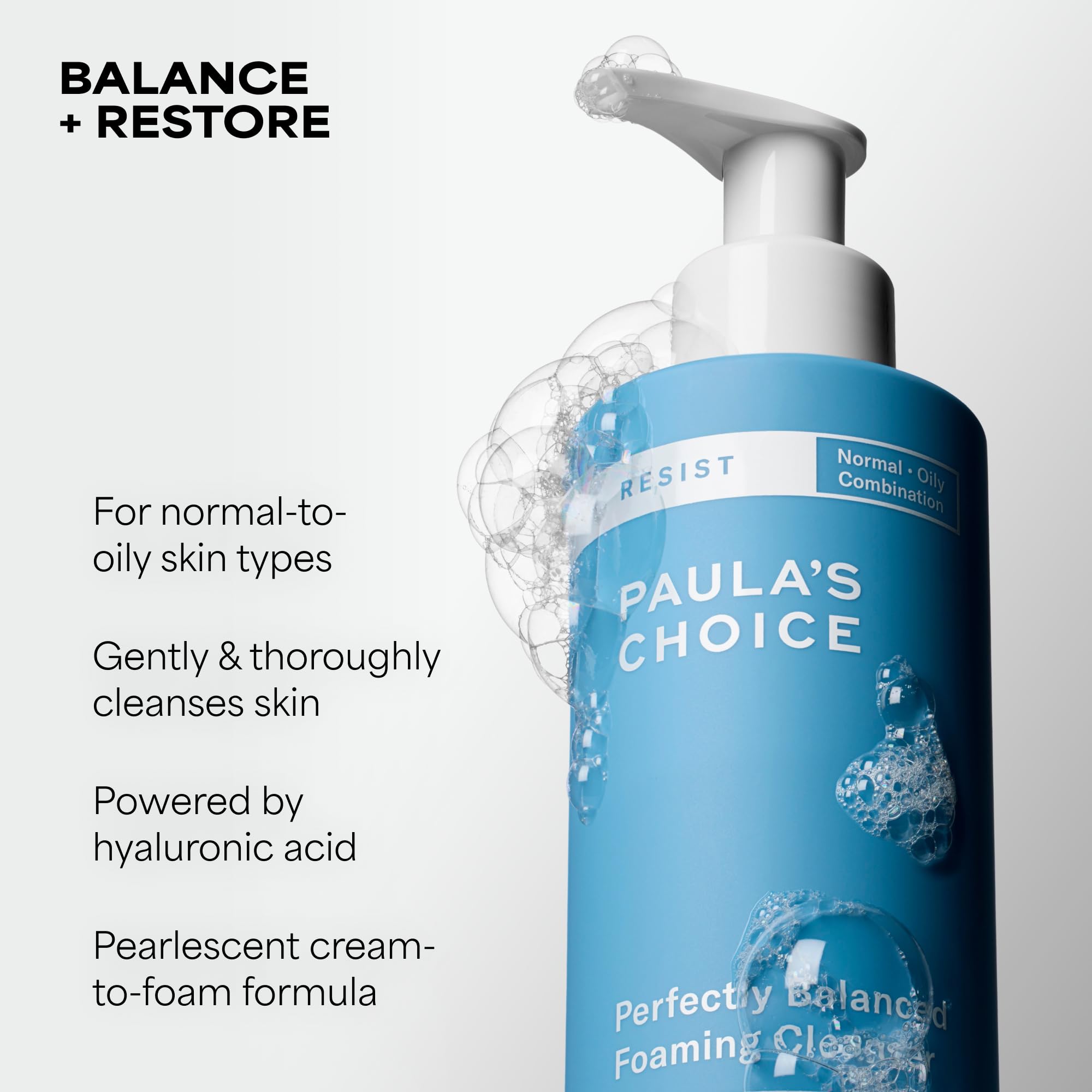 Paula's Choice RESIST Perfectly Balanced Foaming Cleanser, Hyaluronic Acid & Aloe, Anti-Aging Daily Face Wash, for Enlarged Pores & Oily Skin, Fragrance-Free, 190 mL 🍁 All In One Marketplace Canada