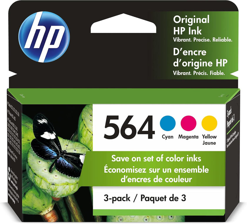 HP 564 Cyan, Magenta & Yellow Original Ink Cartridges, 3 Pack (N9H57FN)