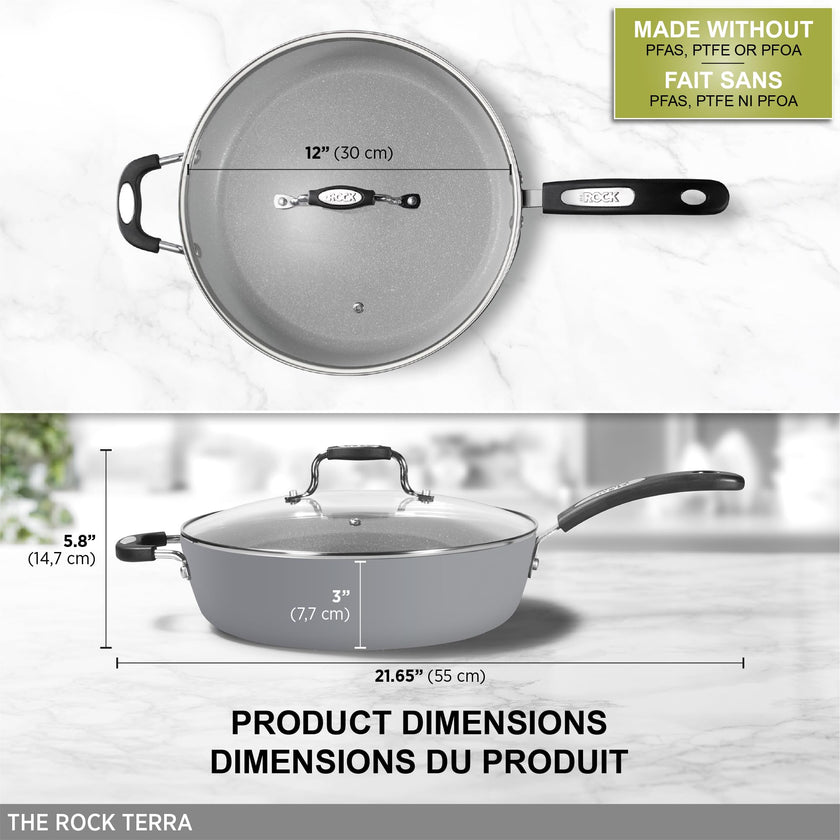 Starfrit The Rock Terra 30cm Ceramic Deep Fry Pan with Lid, PFAS Free 🍁 All In One Marketplace Canada
