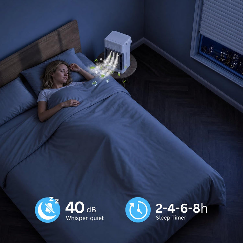 Portable Air Conditioner, 3 Speeds, 3 Mist Settings, 1100ml XL Water Tank, 2~8h Timer, Air Conditioner Portable, Climatiseur Portatif, Personal Small Mini Air Conditioner Cooling Fan for Room Bedroom 🍁 All In One Marketplace Canada