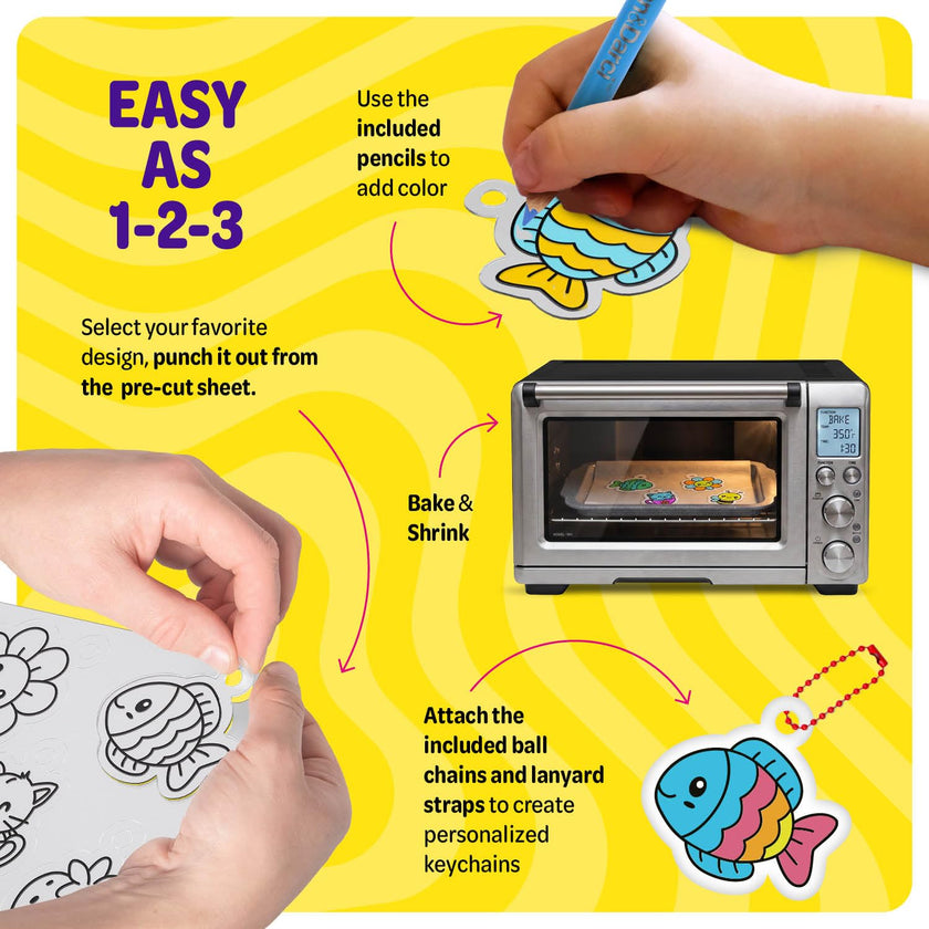 Dan&Darci Shrink Art Craft Kit for Girls and Boys Ages 6-12 - Shrink Magic Charm Making Kit with 30 Pre-Cut Shrink Plastic Templates - Kids Craft Birthday Gift for 7 8 9 10 Year Olds 🍁 All In One Marketplace Canada