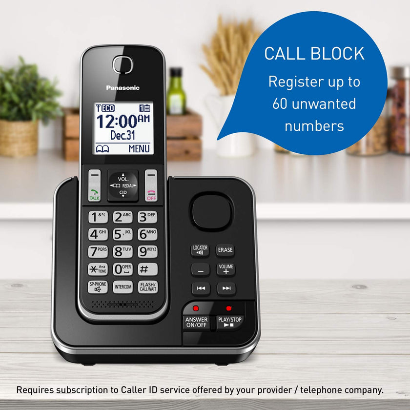 Panasonic DECT 6.0 Expandable Cordless Phone with Answering Machine and Call Block - 3 Cordless Handsets - KX-TGD393CB (Black) 🍁 All In One Marketplace Canada