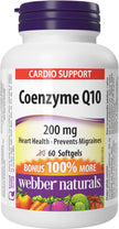 Webber Naturals Coenzyme Q10 (CoQ10) 200 mg, High Potency Antioxidant, Non-GMO, Gluten Free, 60 softgels, for Heart Health and Cellular Energy Production 🍁 All In One Marketplace Canada