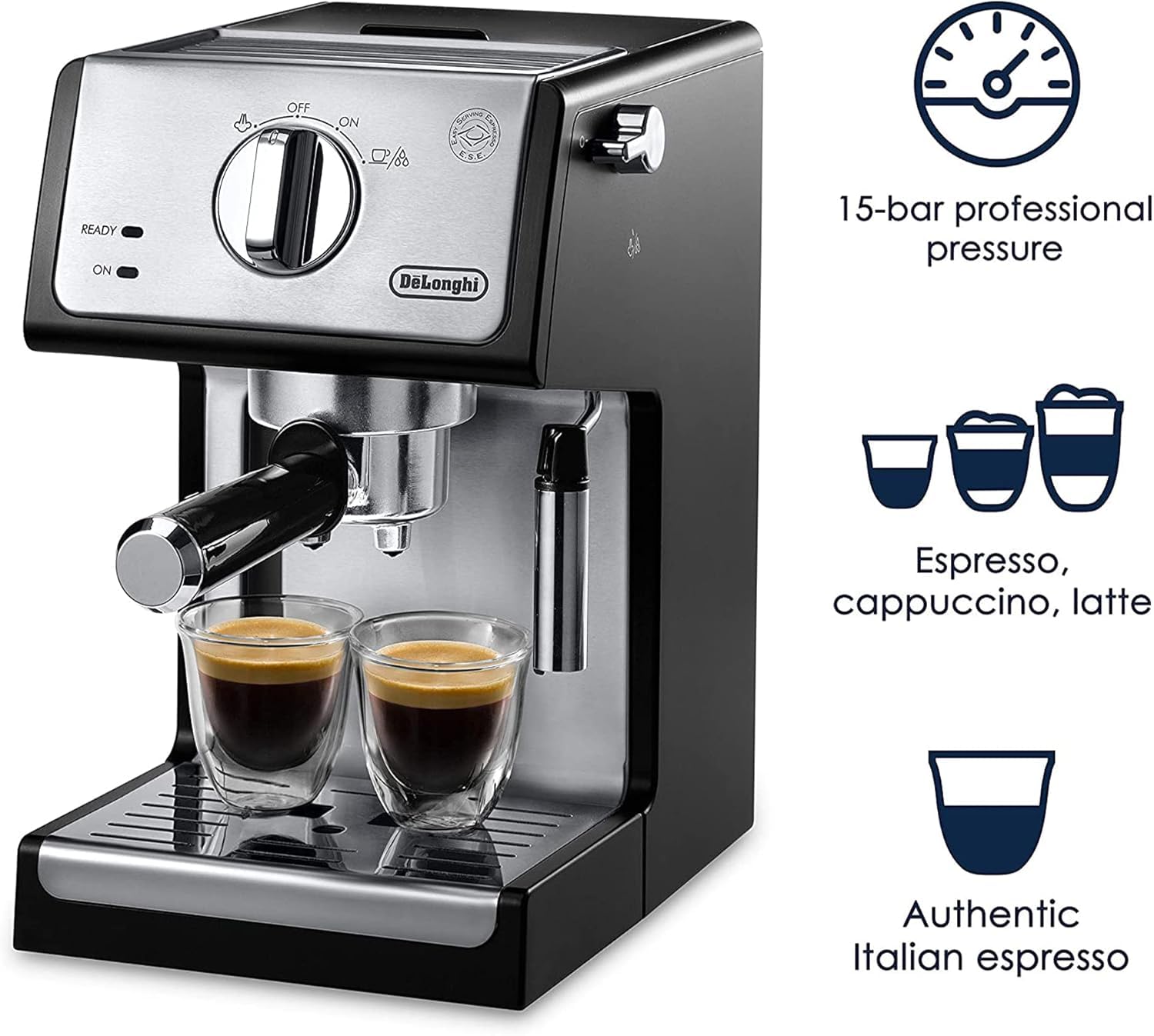 De'Longhi 15-Bar Pump Espresso Machine with Milk Frother & Temperature Control - Compact Home Barista Coffee Maker for Espresso, Latte, Cappuccino & Iced Coffee, Easy to Clean Design 🍁 All In One Marketplace Canada