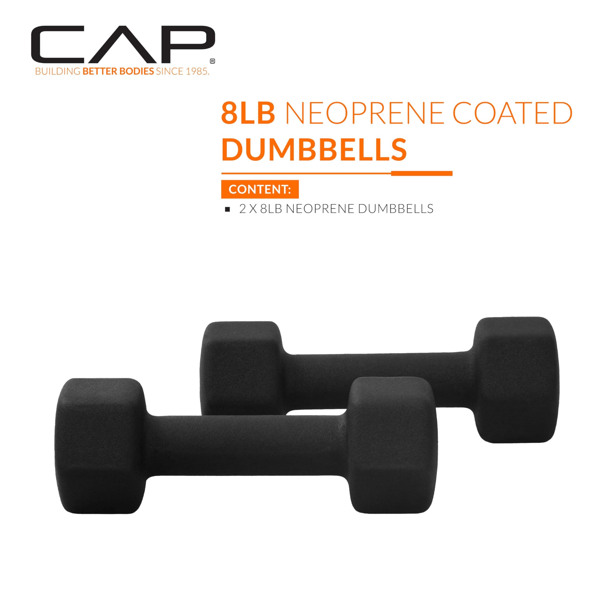 CAP Barbell Neoprene Dumbbell Weights, 8 lb Pair, Black 🍁 All In One Marketplace Canada