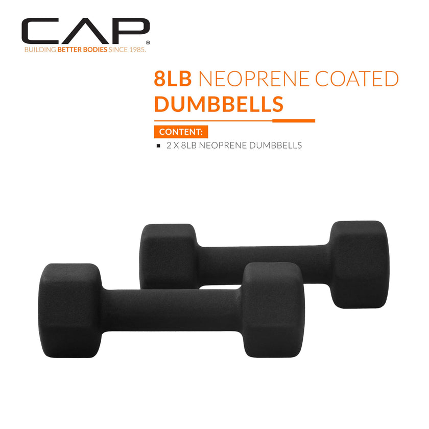 CAP Barbell Neoprene Dumbbell Weights, 8 lb Pair, Black 🍁 All In One Marketplace Canada