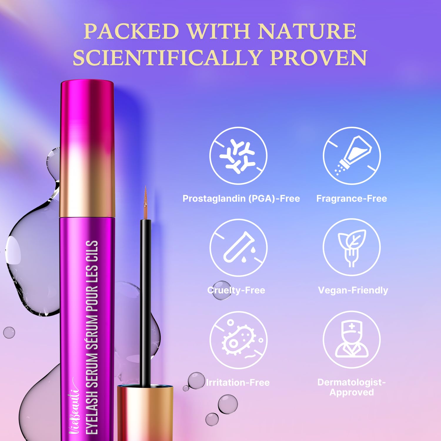Premium Eyelash Serum and Eyebrow Enhancer by VieBeauti, Lash boost Serum for Fuller and Thicker Lashes & Brows (3ML) 🍁 All In One Marketplace Canada
