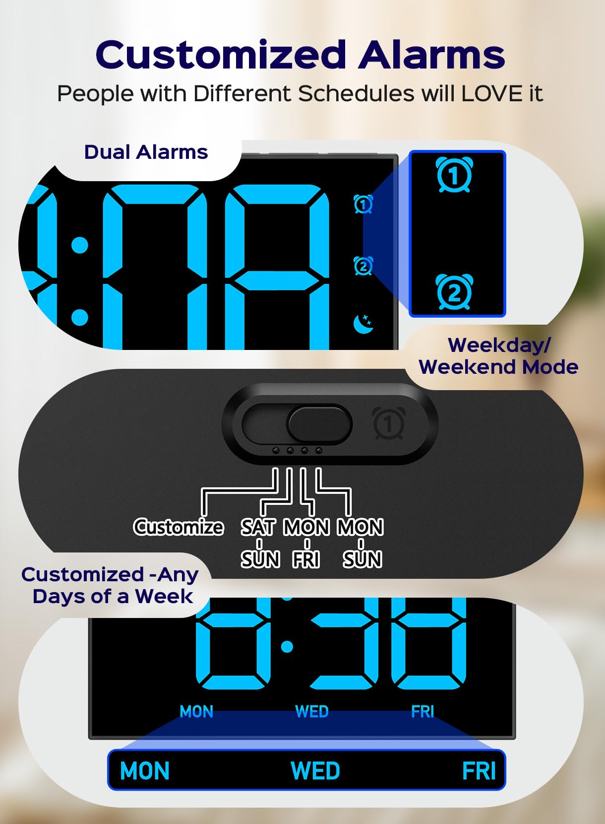 GOLOZA Digital Alarm Clocks for Bedrooms, Digital Clock with 4 Level Brightness +Off, Dual Customizable Alarms, USB Port, Power-Off Memory, Snooze, DST, 12/24H, Desk Clock for Kids Adults Elderly 🍁 All In One Marketplace Canada