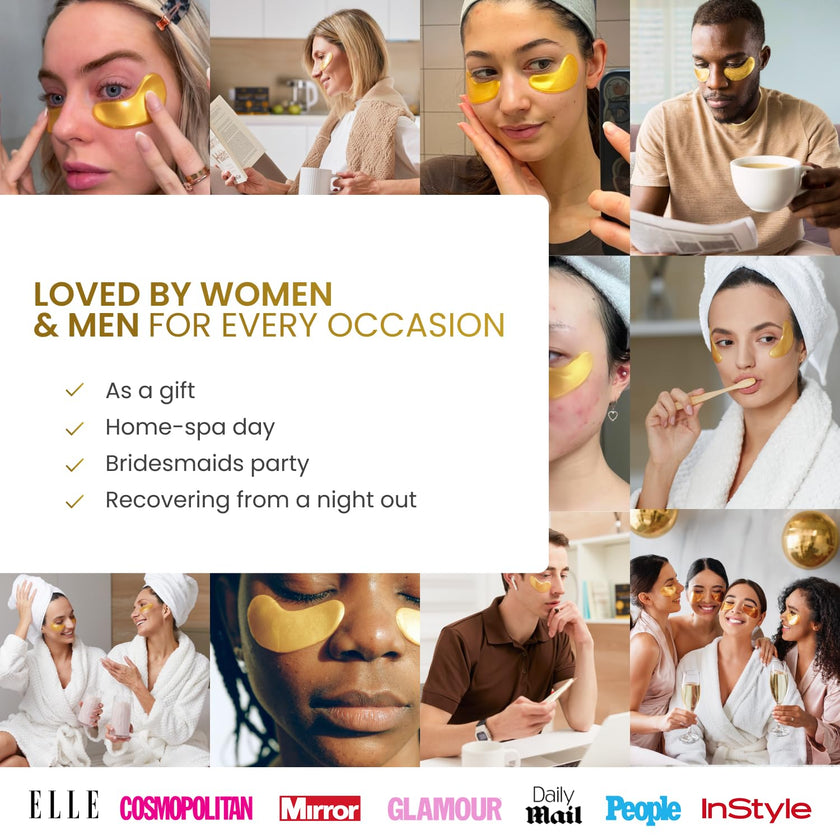 PLANTIFIQUE 24K Gold Under Eye Patches - Dermatologist Tested - 20 Pairs Cooling Eye Masks for Dark Circles & Puffiness, with Collagen & Hyaluronic Acid - Patch Yeux 🍁 All In One Marketplace Canada