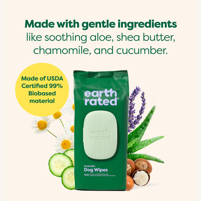 Earth Rated (A Canadian Company) Dog Wipes, Hypoallergenic, Cleaning and Hydrating, for Grooming Paws, Body and Butt, Lavender Scented, 400 Count 🍁 All In One Marketplace Canada