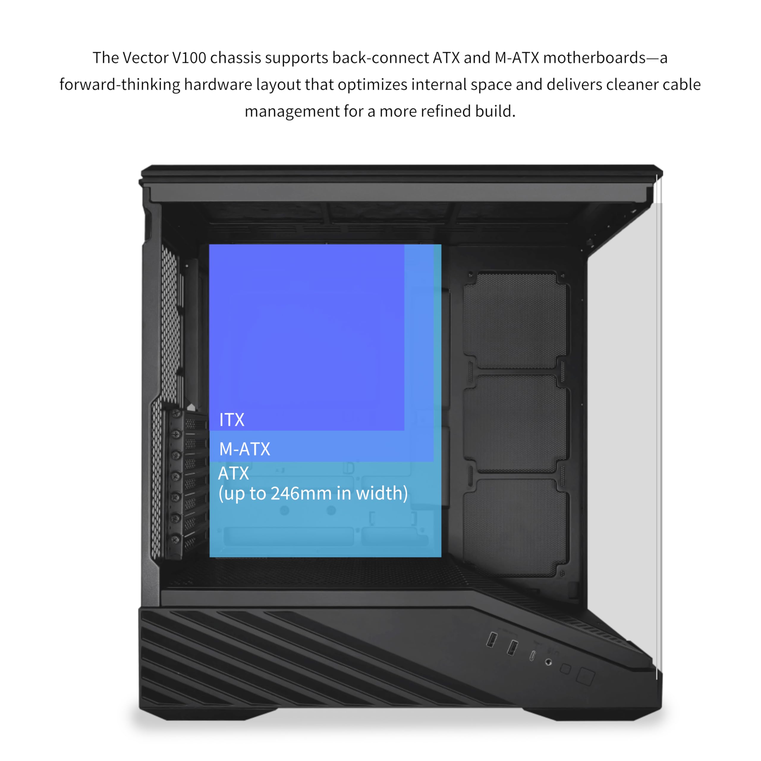 Lian Li Vector V100 ATX Mid-Tower PC Case with 4 ARGB PWM Fans, Black 🍁 All In One Marketplace Canada